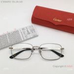 Replica Cartier Santos de Eyeglasses ct0347o Silver frame Rectangular lenses